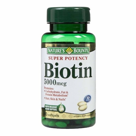 Natures Bounty Biotin Supplement Vitamin B7 5000 mcg Strength Softgel, 60PK 74312134302
